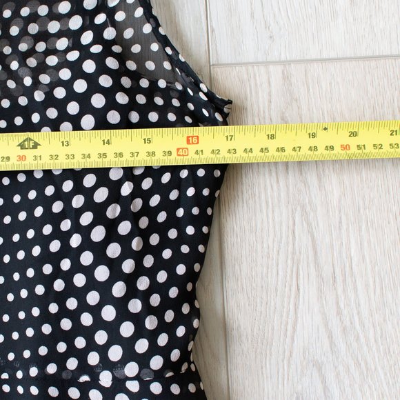 Silk peplum sleeveless black and white polka dot top size medium - Picture 11 of 15